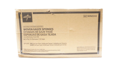 Medline NON25312 Woven Gauze Sponges 3 x 3In , 12-Ply  - Box of 4000